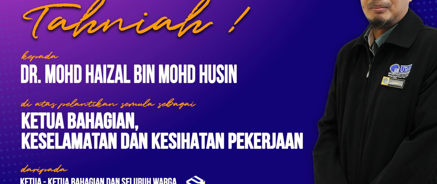 SETINGGI-TINGGI TAHNIAH DIUCAPKAN KEPADA DR. MOHD HAIZAL BIN MOHD HUSIN