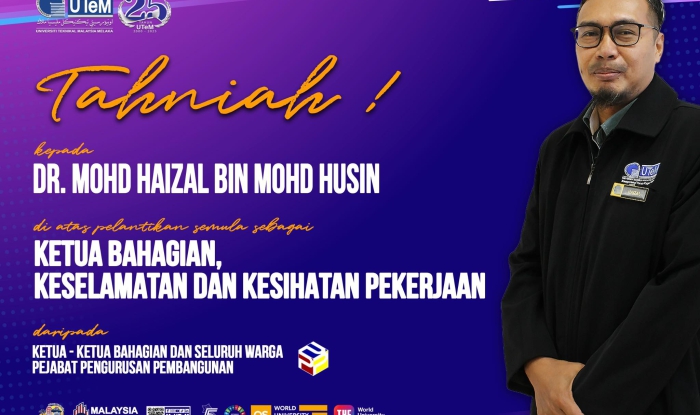 SETINGGI-TINGGI TAHNIAH DIUCAPKAN KEPADA DR. MOHD HAIZAL BIN MOHD HUSIN